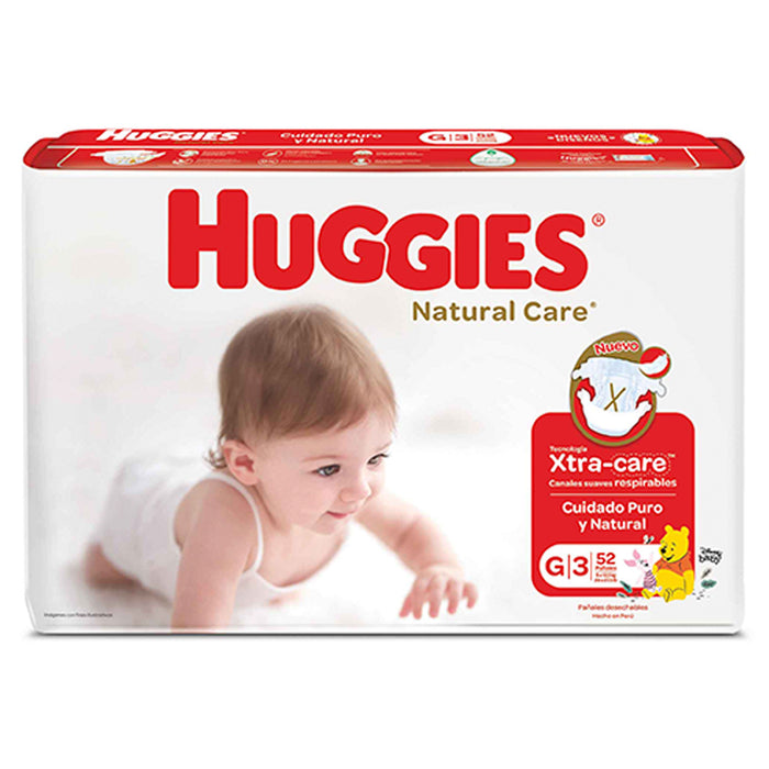 Pañales Natural Care Unisex Huggies Talla G 9 A 12.5 Kg X 52 Unidades