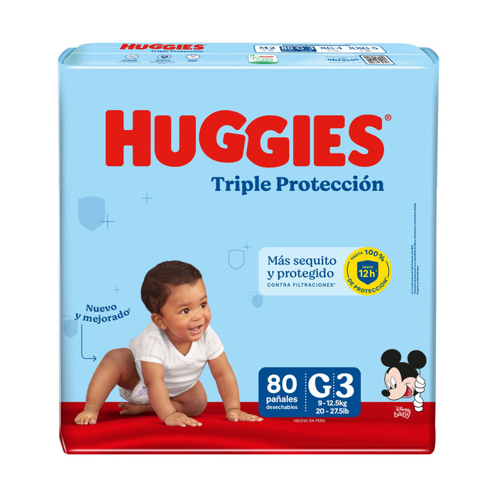 Pañal Huggies Triple Proteccion G / 3 X 80 Unidades