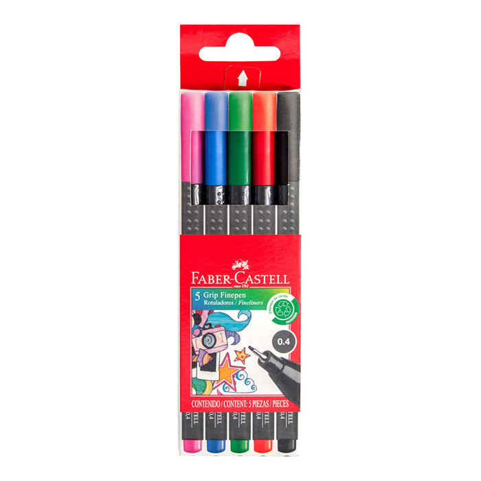 Marcador Faber Castell Grip Fine Colores Básicos X 5 Unidades