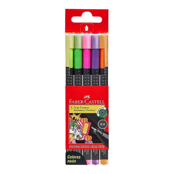 Marcador Grip Faber Castell Fine Colores Neón X 5 Unidades