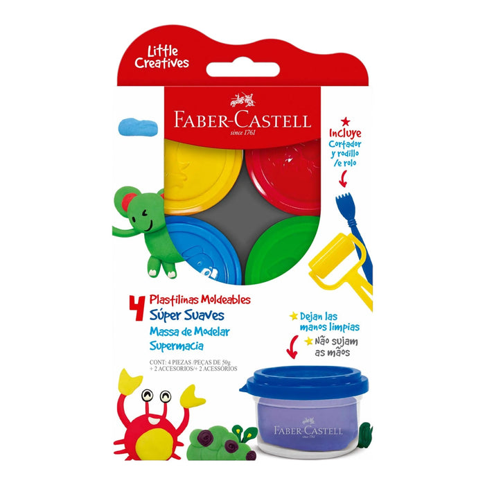 Plastilina Suave Faber Castell A Colores 50G X 4 Unidades