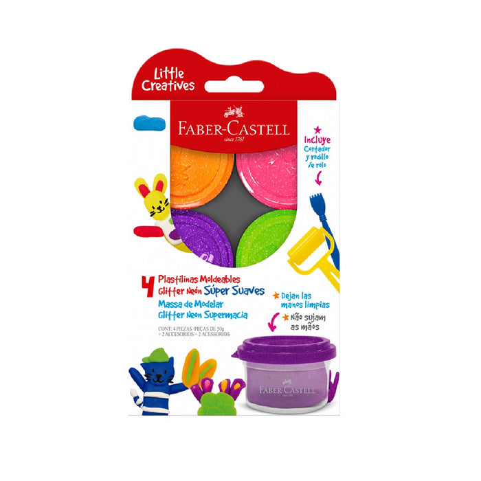 Faber Castell Plastilina Color Neon X 4 Unidades