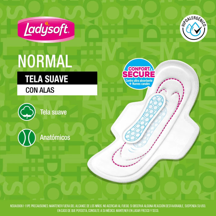 Toallita Femenina Ladysoft Normal Con Alas X 10 Unidades