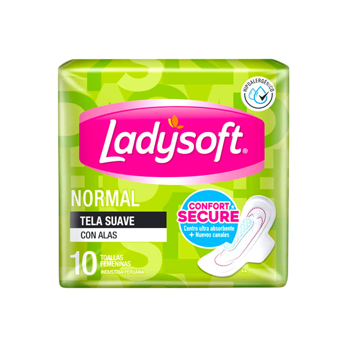 Toallita Femenina Ladysoft Normal Con Alas X 10 Unidades
