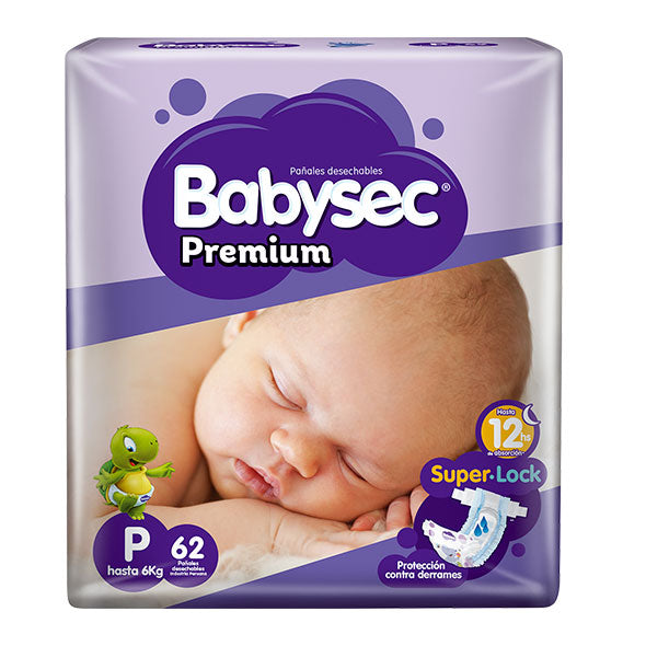 Pañal Premium Ajuste Perfecto Babysec P X 62 Unidades