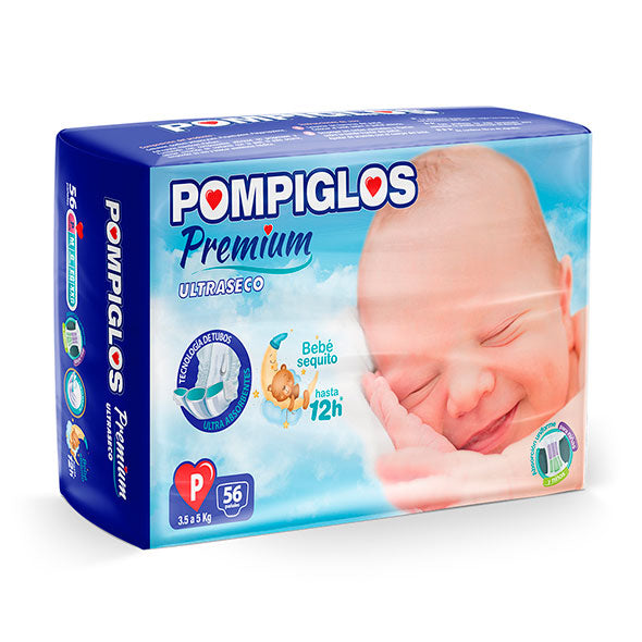 Pañal Premium Ultraseco Pompiglos P X 56 Unidades