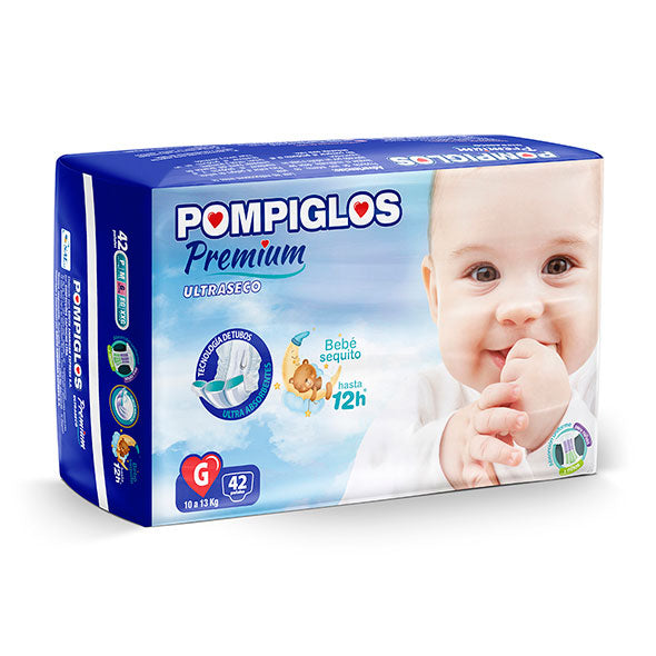 Pañal Premium Ultraseco Pompiglos G X 42 Unidades
