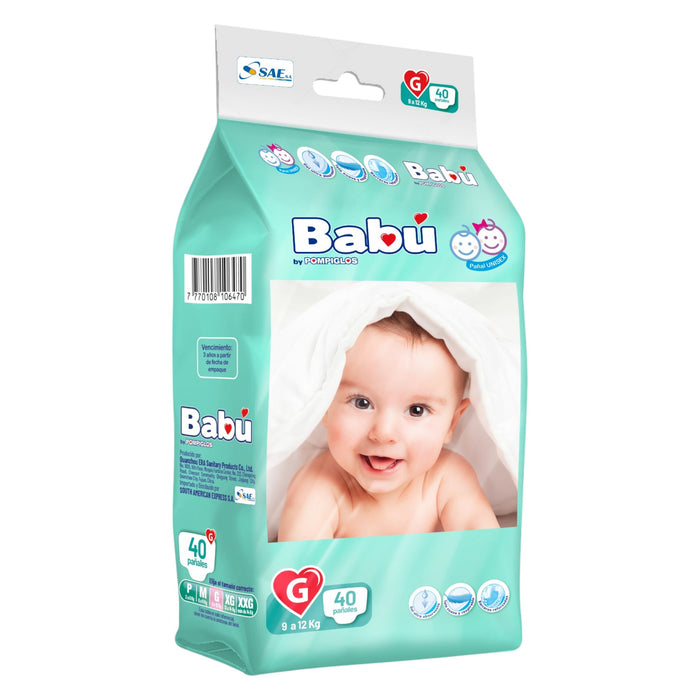 Pañal Babu By Pompiglos Talla G X 40 Unidades