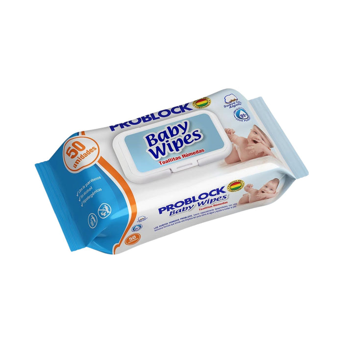 Toallas Húmedas Problock Hipoalergénicas Baby Wipes X 50 Unidades