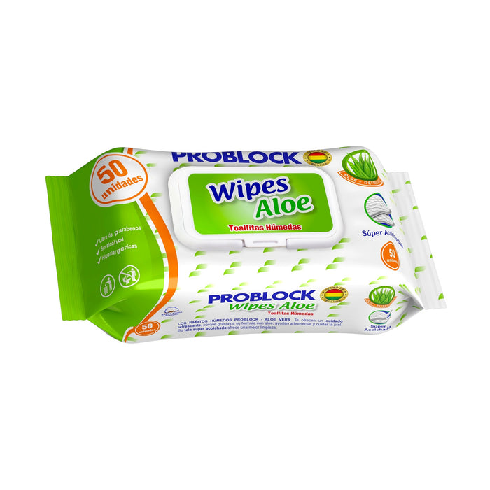 Toallitas Húmedas Problock Wipes Aloe X 50 Unidades