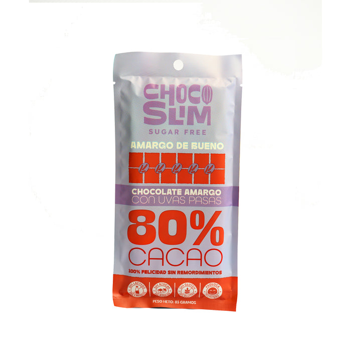 Chocolate Choco Slim Barra Amargo Con Uvas X 85G
