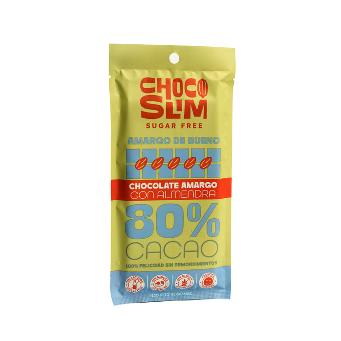 Chocolate Choco Slim Barra Amargo Con Almendra X 85G