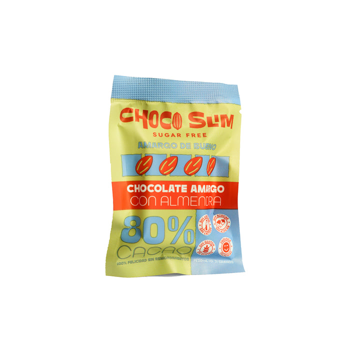 Chocolate Choco Slim Barra Amargo Con Almendra X 21G