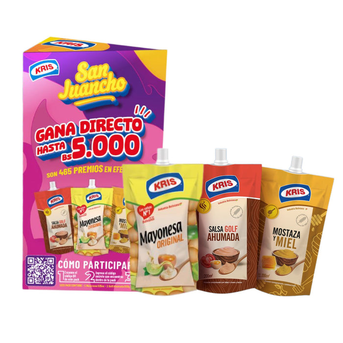 Pack Kris San Juancho Mayonesa + Golf Ahumada + Mostaza Miel