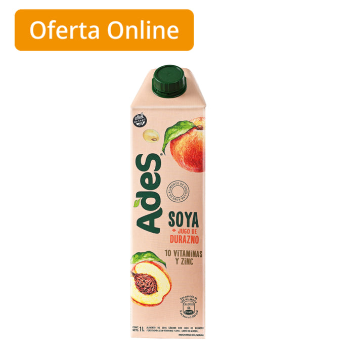 Bebida De Soya Ades Durazno Sin Gluten X 1 L