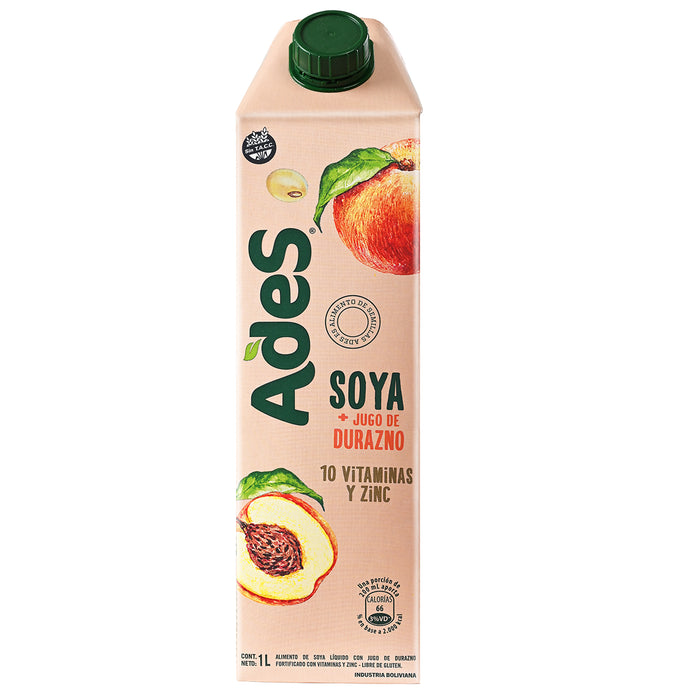 Ades Soya Durazno Sin Gluten X 1 L