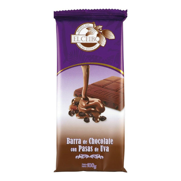 Chocolate El Ceibo En Barra Con Pasas De Uva X 100G