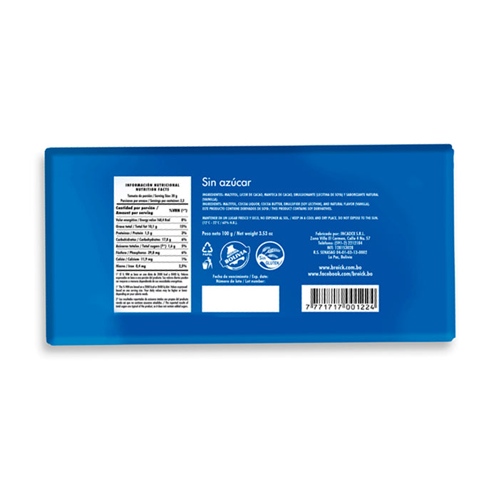 Breick Chocolate Semi Amargo Sin Azúcar X 100G