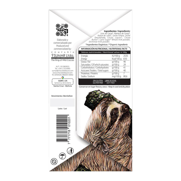 Chocolate Baure Wild Beni Milk 50% Cacao X 70G