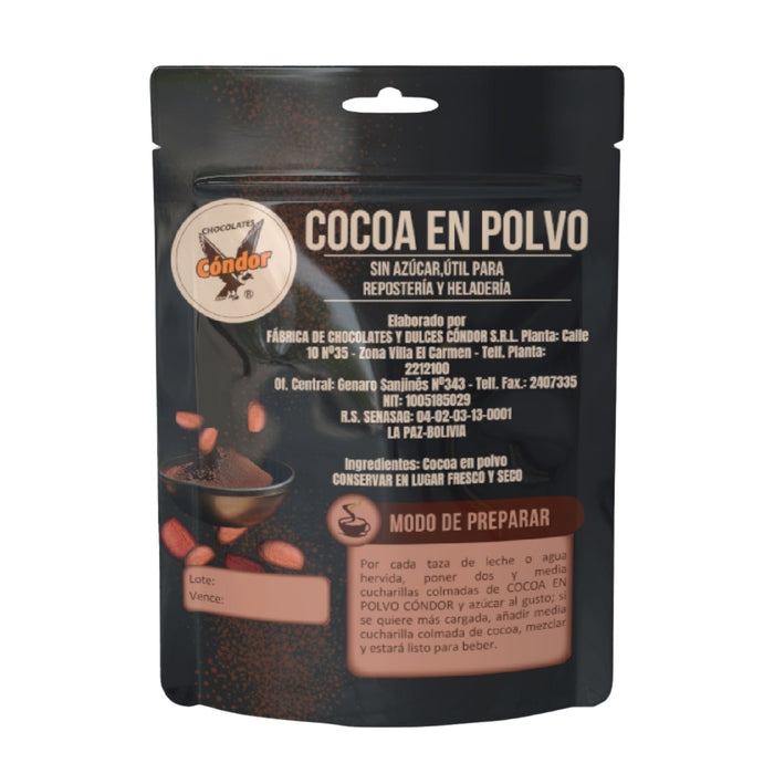 Cocoa En Polvo Cóndor Sin Azúcar X 250G