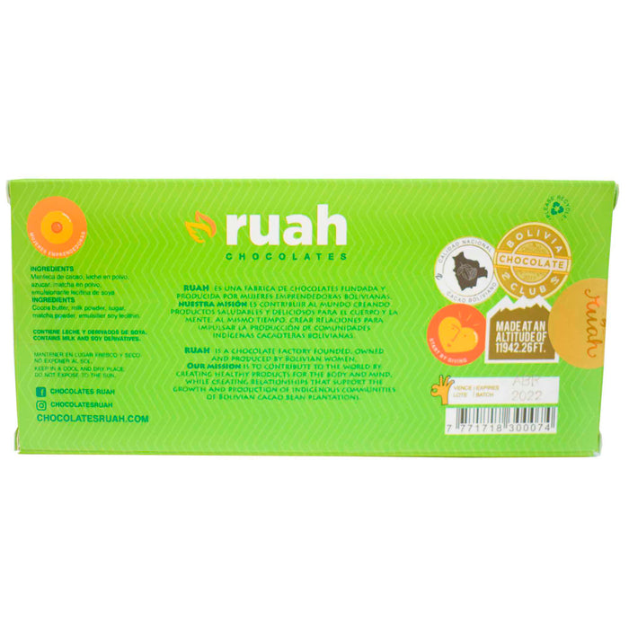 Ruah Chocolate Barra Blanco Con Matcha X 60G