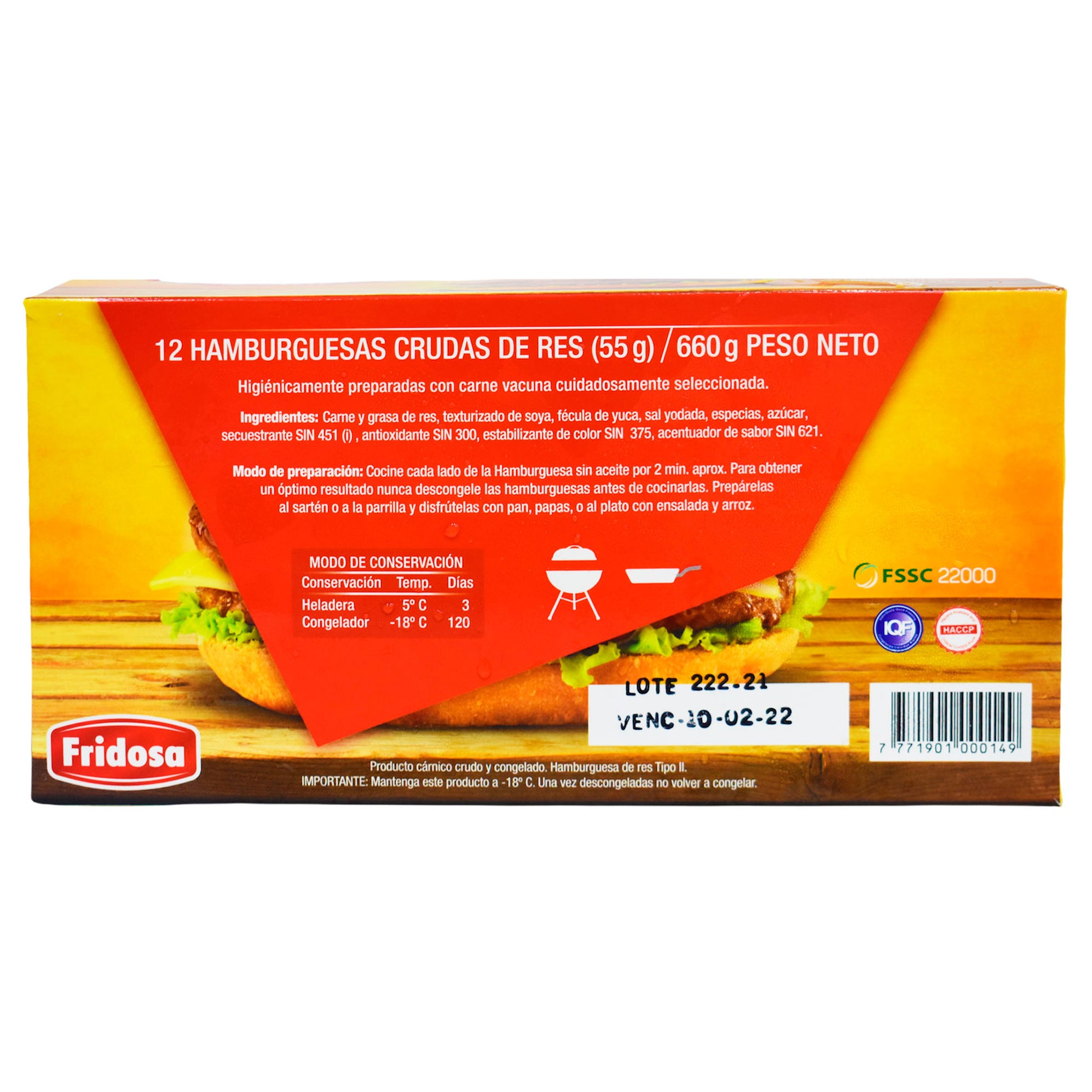 Hamburguesa Fridosita Express Fridosa 12 Unidades — Amarket