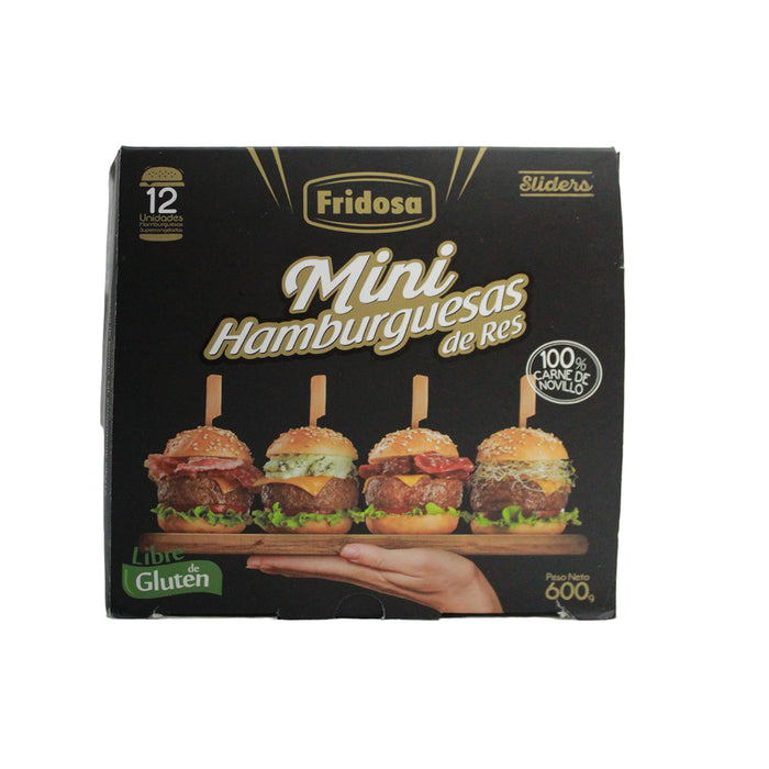 Mini Hamburguesa De Res Fridosa Premium 12 Unidades