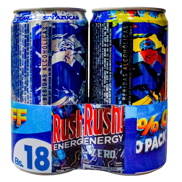 Multipack Energizante Rush Energy Y Rush Energy Zero X 2 Unidades (269Ml C/U)