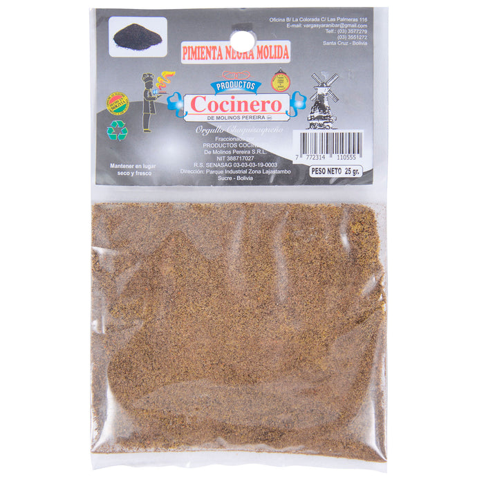 Cocinero Pimienta Negra Molida Bolsita X 25G