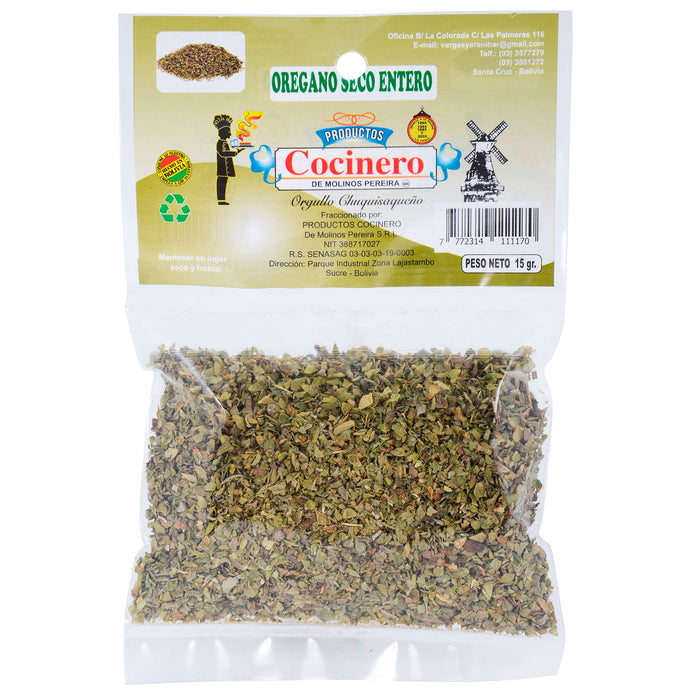 Cocinero Oregano Entero Bolsita X 15G