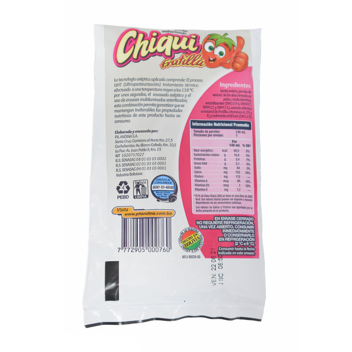 Chiqui Frutilla Leche Saborizada X 170Ml