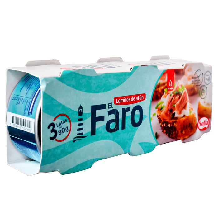 Sofia El Faro Pack Lomito De Atun En Agua 80G X 3 Unidades