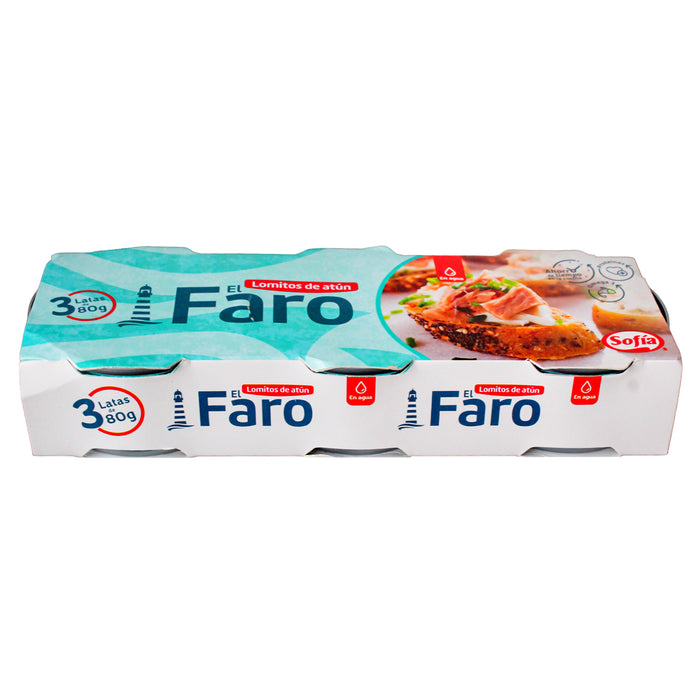 Sofia El Faro Pack Lomito De Atun En Agua 80G X 3 Unidades