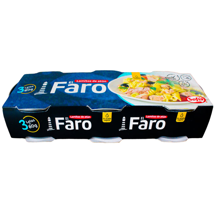 Sofia El Faro Pack Lomito De Atun Aceite Vegetal 80G X 3 Unidades