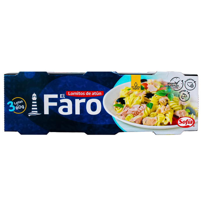 Sofia El Faro Pack Lomito De Atun Aceite Vegetal 80G X 3 Unidades