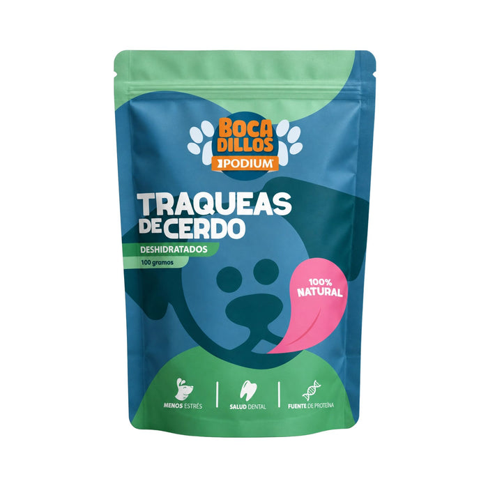Bocadillos Para Perros Podium Tráqueas De Cerdo Deshidratadas X 100 G