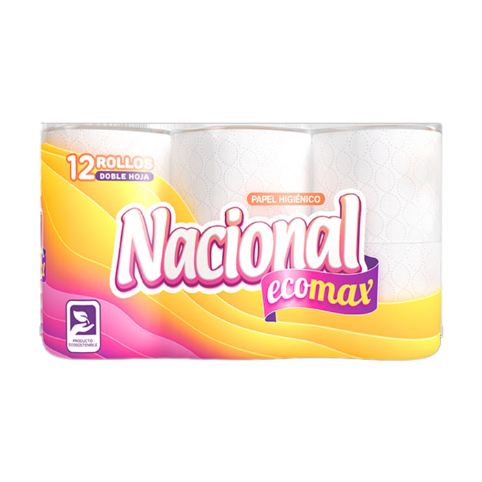 Papel Higiénico Nacional Doble Hoja Ecomax X 12 Rollos
