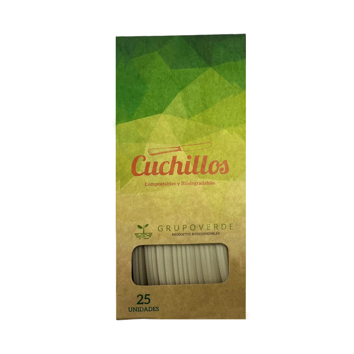 Cuchillos Grupo Verde Biodegradables X 25 Unidades