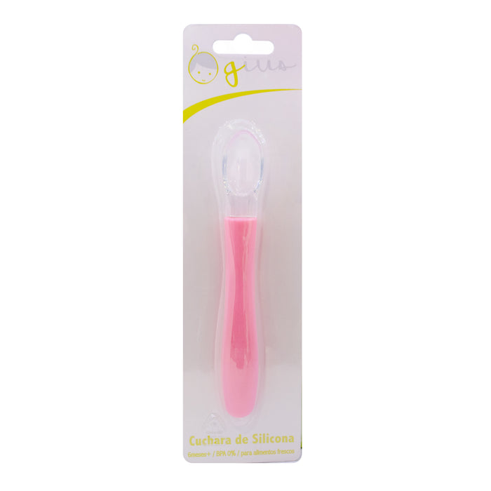 Cuchara De Silicona Gius Para Bebé Rosado 6M+