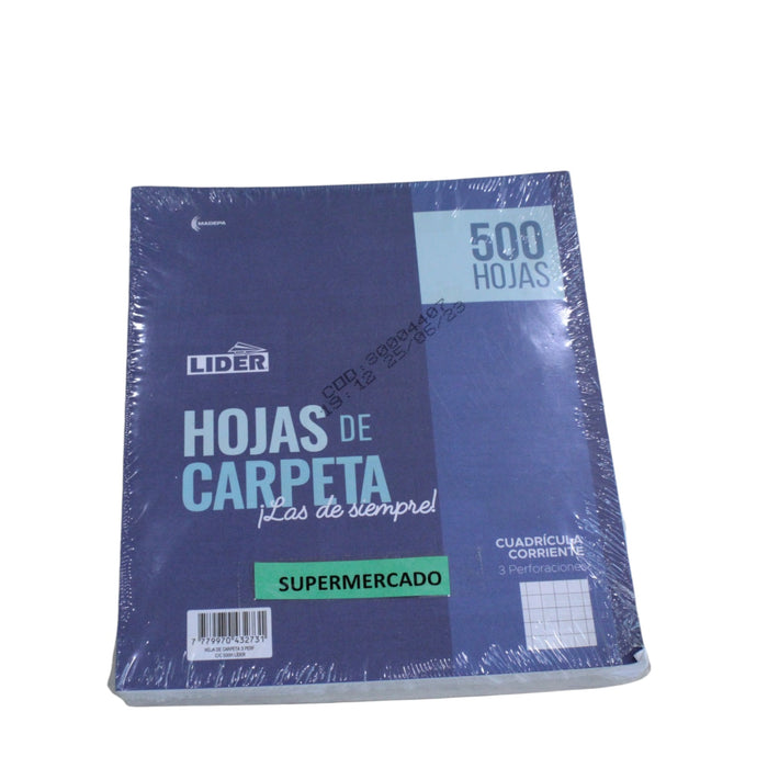 Lider Hojas De Carpeta 3 Perf Con C X 500 Hojas