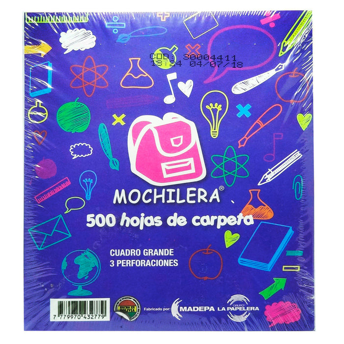 Mochilera Hojas De Carpeta 3 Perforadas X 500 Hojas