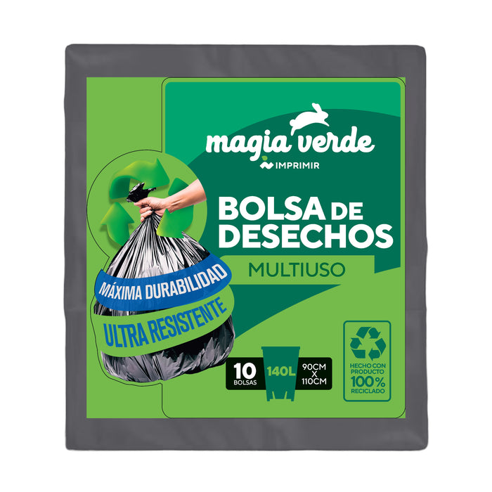 Bolsa Para Basura Magia Verde 90 X 110Cm 140Lt X 10 Unidades
