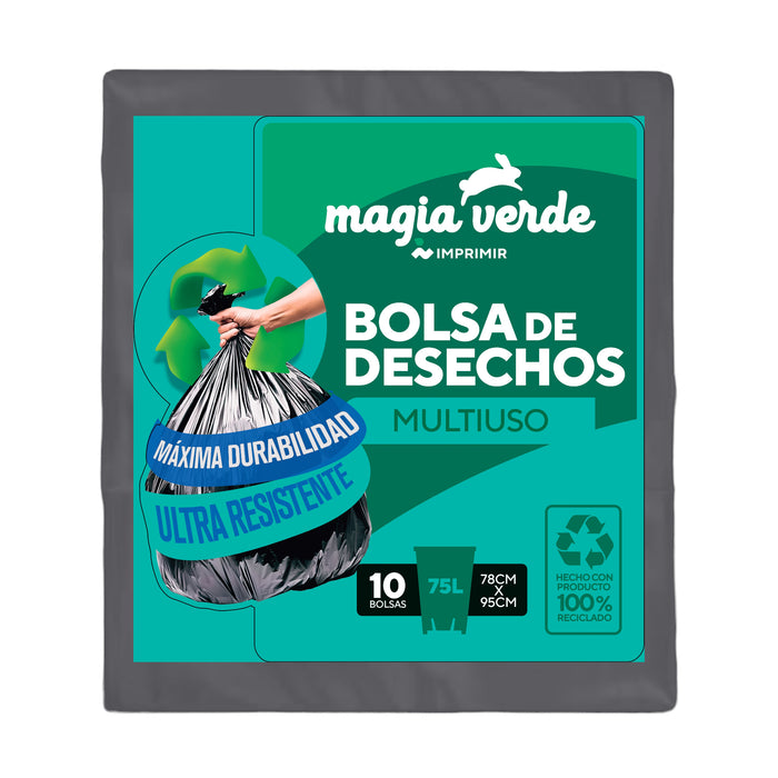 Bolsa Para Basura Magia Verde 78 X 95Cm 75Lt X 10 Unidades