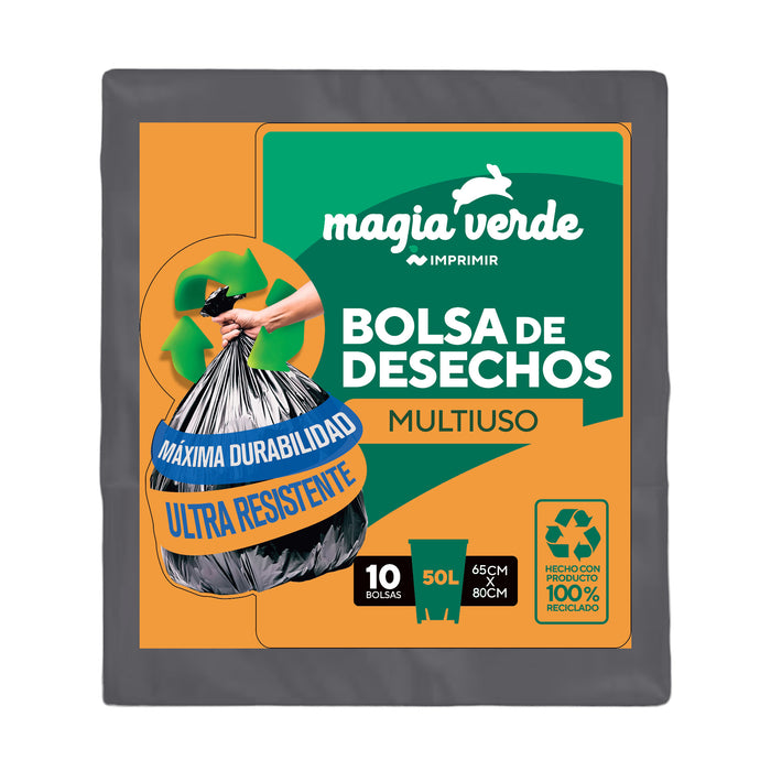 Bolsa Para Basura Magia Verde 65 X 80Cm 50Lt X 10 Unidades