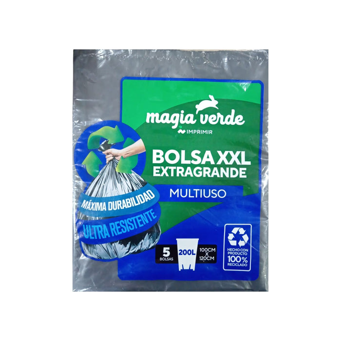Bolsa De Basura Magia Verde 100X120cm 200L X 5 Unidades