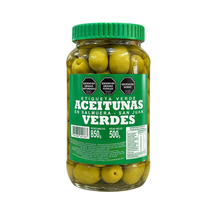 Aceitunas Etiqueta Verde En Salmuera X 500G