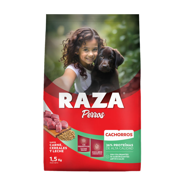 Alimento Perros Cachorro Raza Carne Cereal Leche X 1.5Kg