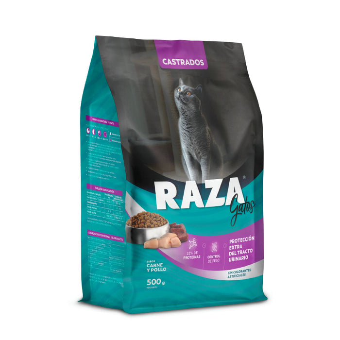 Alimento Para Gatos Castrados Raza Carne Y Pollo X 500G