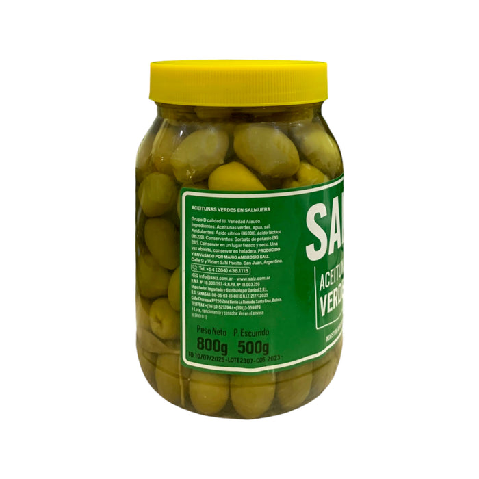 Aceitunas Verdes Saiz En Salmuera Frasco X 800G