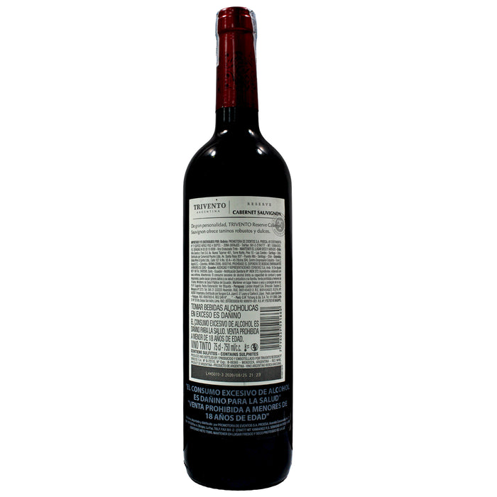 Trivento Reserve Cabernet Sauvignon Vino Tinto X 750Ml